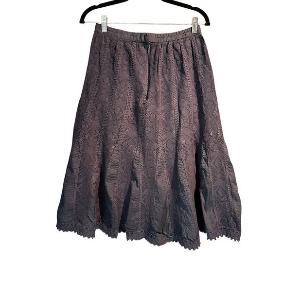 Boho Coldwater Creek Navy Lace A-Line Skirt Lined Size 4 Petite Knee Length - Picture 2 of 8